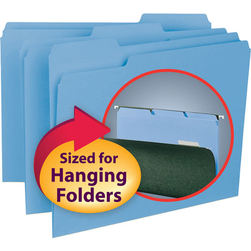 Smead Interior File Folders, 1/3-Cut Tabs, Letter Size, Blue, 100/Box