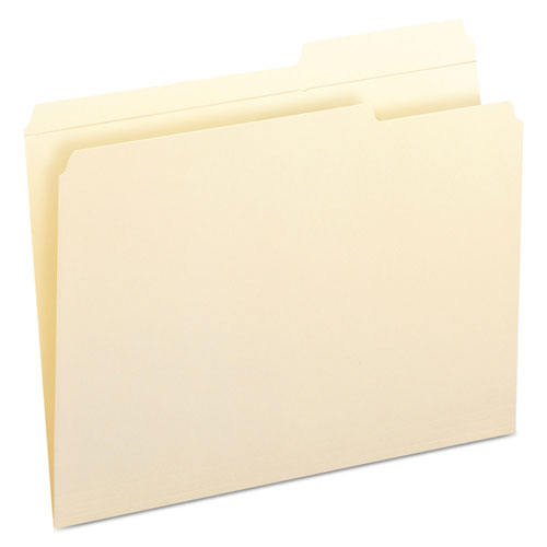 Smead Reinforced Guide Height File Folders, 2/5-Cut Tabs, Right of Center, Letter Size, Manila, 100/Box