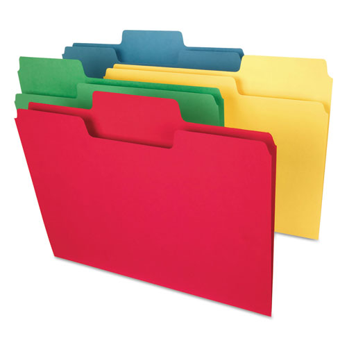 Smead SuperTab Colored File Folders, 1/3-Cut Tabs, Letter Size, 14 pt. Stock, Assorted, 50/Box