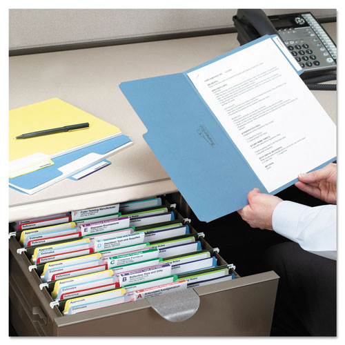 Smead SuperTab Colored File Folders, 1/3-Cut Tabs, Letter Size, 11 pt. Stock, Blue, 100/Box