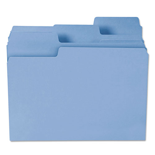 Smead SuperTab Colored File Folders, 1/3-Cut Tabs, Letter Size, 11 pt. Stock, Blue, 100/Box