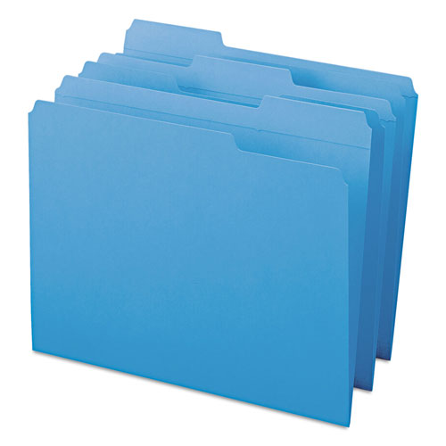 Smead Reinforced Top Tab Colored File Folders, 1/3-Cut Tabs, Letter Size, Blue, 100/Box