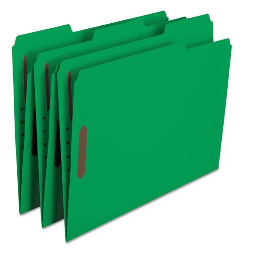 Smead Top Tab Colored 2-Fastener Folders, 1/3-Cut Tabs, Letter Size, Green, 50/Box
