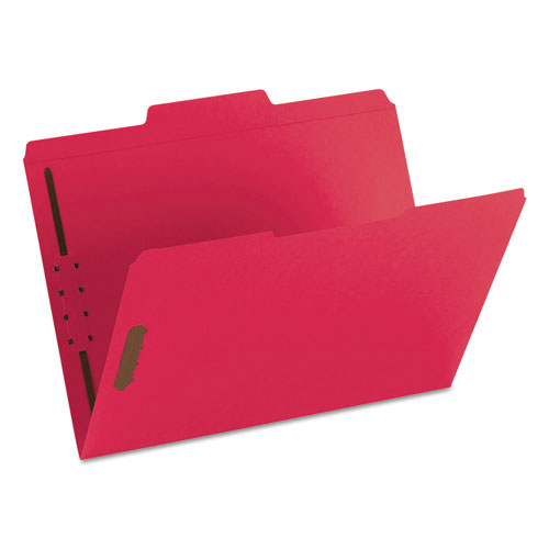 Smead Top Tab Colored 2-Fastener Folders, 1/3-Cut Tabs, Letter Size, Red, 50/Box