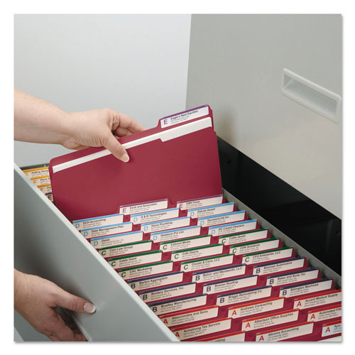 Smead Reinforced Top Tab Colored File Folders, 1/3-Cut Tabs, Letter Size, Maroon, 100/Box
