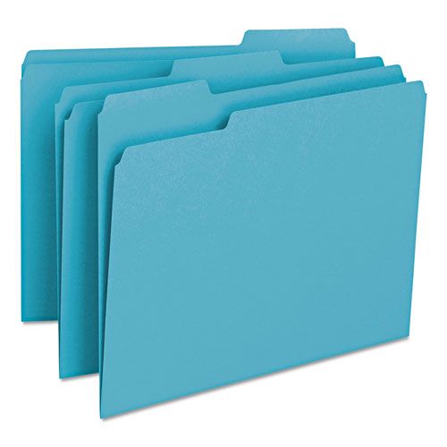 Smead Colored File Folders, 1/3-Cut Tabs, Letter Size, Teal, 100/Box