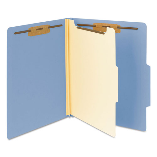 Smead Colored Top Tab Classification Folders, 1 Divider, Letter Size, Blue, 10/Box