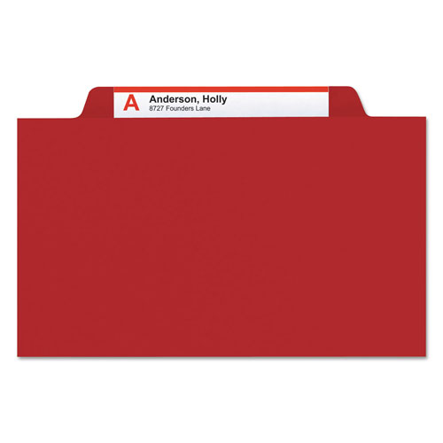 Smead Colored Top Tab Classification Folders, 2 Dividers, Letter Size, Red, 10/Box