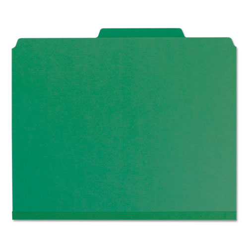 Smead 100% Recycled Pressboard Classification Folders, 2 Dividers, Letter Size, Green, 10/Box