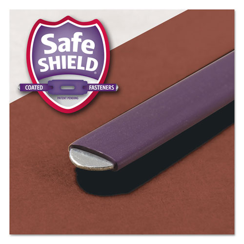 Smead Pressboard Classification Folders with SafeSHIELD Coated Fasteners, 1/3-Cut, 2 Dividers, Letter Size, Red, 10/Box