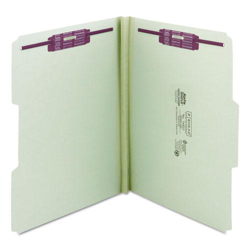 Smead Recycled Pressboard Folders with Two SafeSHIELD Coated Fasteners, 1/3-Cut Tabs, 1