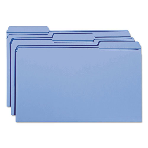 Smead Reinforced Top Tab Colored File Folders, 1/3-Cut Tabs, Legal Size, Blue, 100/Box