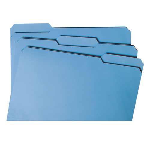 Smead Reinforced Top Tab Colored File Folders, 1/3-Cut Tabs, Legal Size, Blue, 100/Box