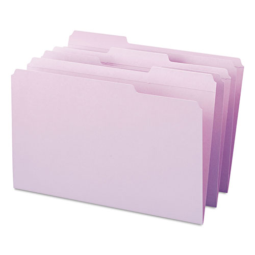 Smead Reinforced Top Tab Colored File Folders, 1/3-Cut Tabs, Legal Size, Lavender, 100/Box