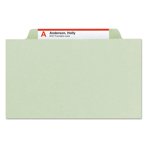 Smead 100% Recycled Pressboard Classification Folders, 1 Divider, Legal Size, Gray-Green, 10/Box