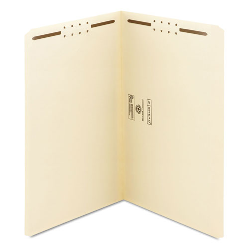 Smead Top Tab 2-Fastener Folders, Straight Tab, Legal Size, 11 pt. Manila, 50/Box