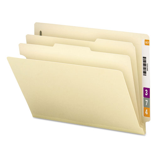 Smead Manila End Tab Classification Folders, 2 Dividers, Letter Size, Manila, 10/Box
