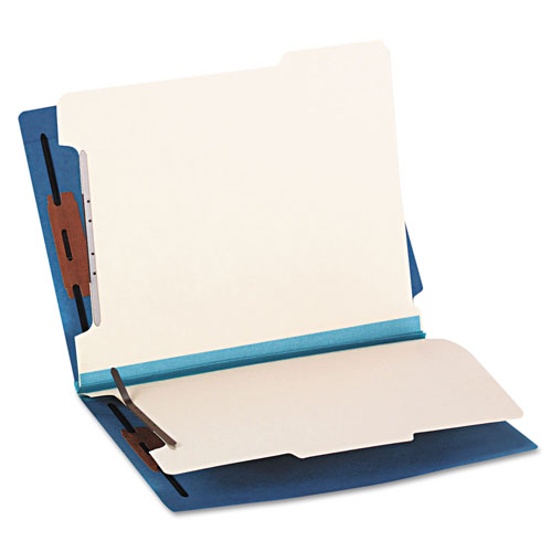 Smead Colored End Tab Classification Folders w/ Dividers, 2 Dividers, Letter Size, Blue, 10/Box