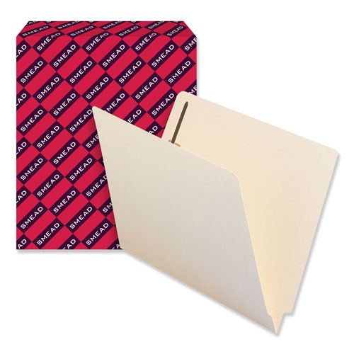 Smead 100% Recycled Manila End Tab Folders with Two Fasteners, Straight Tab, Letter Size, 50/Box