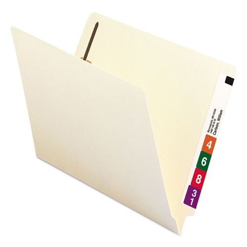 Smead 100% Recycled Manila End Tab Folders with Two Fasteners, Straight Tab, Letter Size, 50/Box