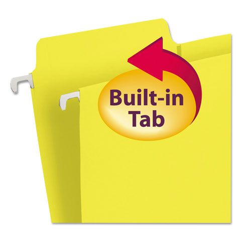 Smead FasTab Hanging Folders, Letter Size, 1/3-Cut Tab, Yellow, 20/Box