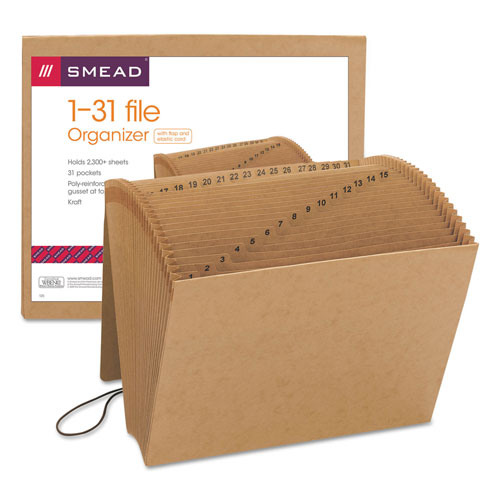 Smead Indexed Expanding Kraft Files, 31 Sections, 1/31-Cut Tab, Letter Size, Kraft