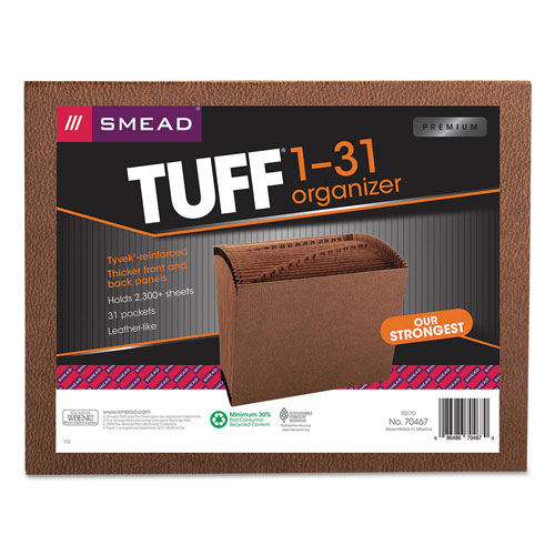 Smead TUFF Expanding Files, 31 Sections, 1/31-Cut Tab, Letter Size, Redrope