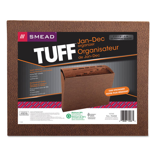 Smead TUFF Expanding Files, 12 Sections, 1/12-Cut Tab, Letter Size, Redrope