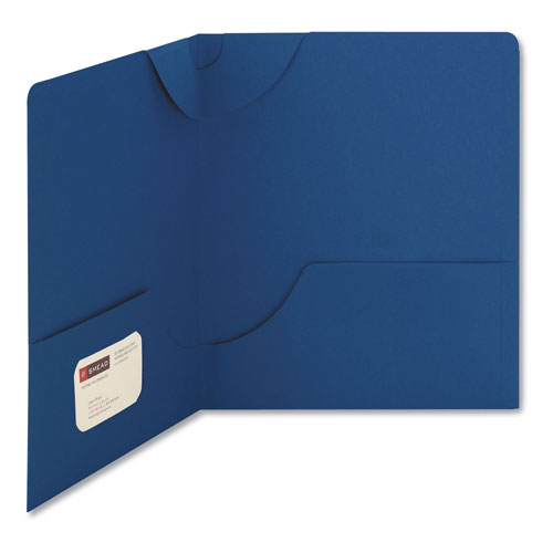 Smead Lockit Two-Pocket Folder, Textured Paper, 11 x 8 1/2, DK Blue, 25/BX