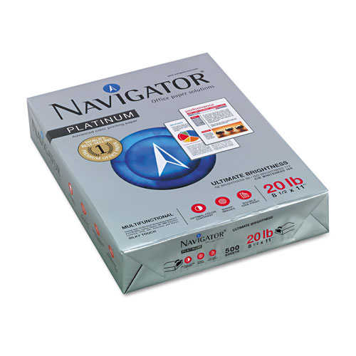 Navigator Platinum Paper, 99 Bright, 20lb, 8.5 x 11, White, 500 Sheets/Ream, 5 Reams/Carton