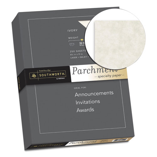 Southworth Parchment Specialty Paper, 32 lb, 8.5 x 11, Ivory, 250/Pack