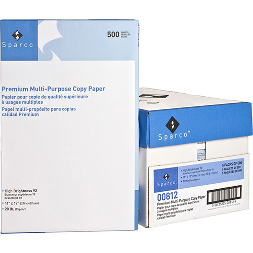 Sparco Copy Paper, 11"x17", 92 Bright, White, 20 LB, One Ream