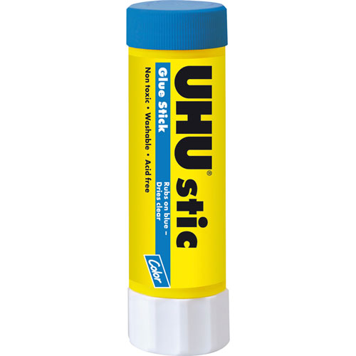 Saunders UHU stic Color Glue Stick, 1.41 oz, 12/Box, Blue