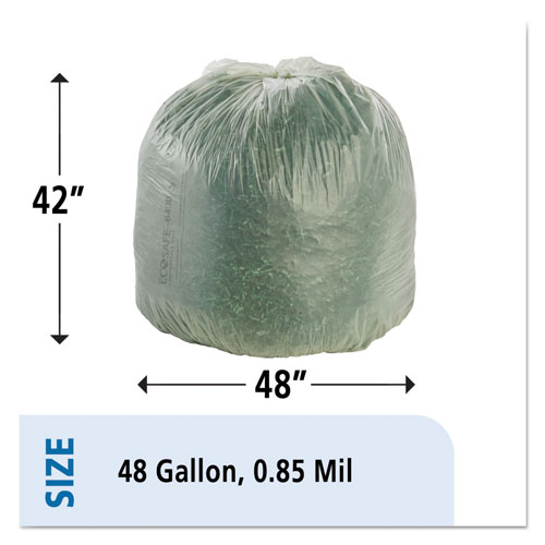 Stout EcoSafe-6400 Bags, 48 gal, 0.85 mil, 42
