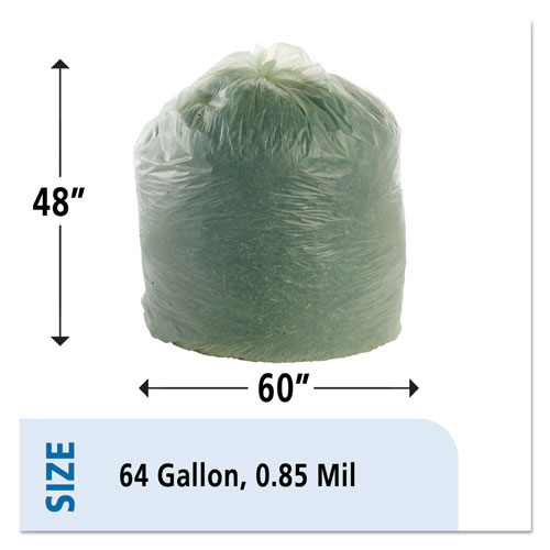 Stout EcoSafe-6400 Bags, 64 gal, 0.85 mil, 48