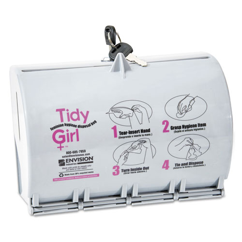 Stout Plastic Feminine Hygiene Disposal Bag Dispenser, Gray
