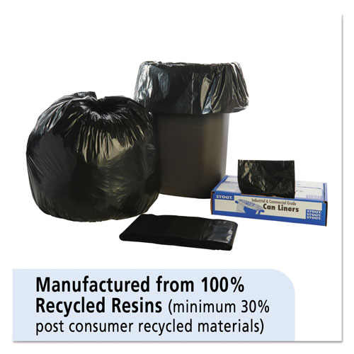 Stout Total Recycled Content Plastic Trash Bags, 33 gal, 1.3 mil, 33