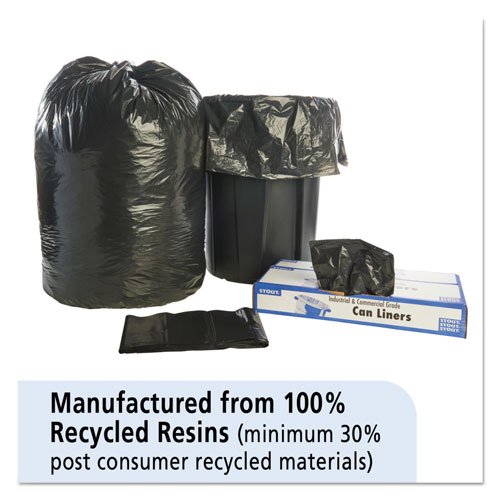 Stout Total Recycled Content Plastic Trash Bags, 65 gal, 1.5 mil, 50