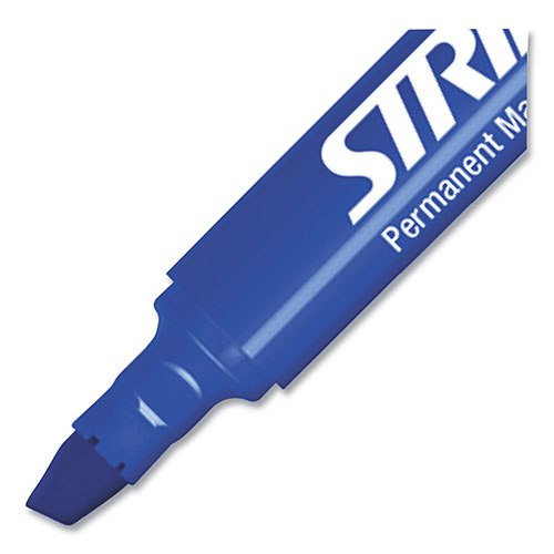Stride StrideMark Tank Permanent Marker, Broad Chisel Tip, Blue, 12/Pack