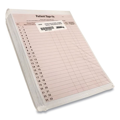 Tabbies Patient Sign-In Label Forms, 8 1/2 x 11 5/8, 125 Sheets/Pack, Salmon