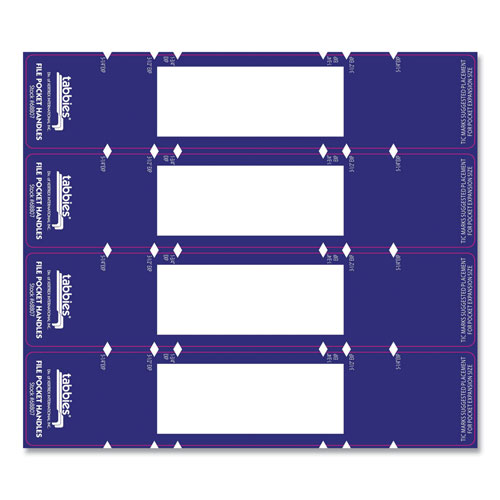 Tabbies File Pocket Handles, 9.63 x 2, Dark Blue/White, 4/Sheet, 12 Sheets/Pack