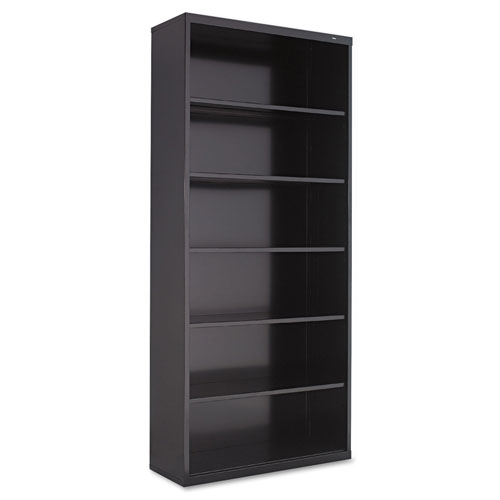 Tennsco Metal Bookcase, Six-Shelf, 34-1/2w x 13-1/2d x 78h, Black