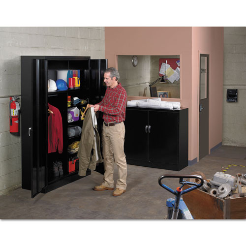 Tennsco Jumbo Combination Steel Storage Cabinet, 48w x 24d x 78h, Black