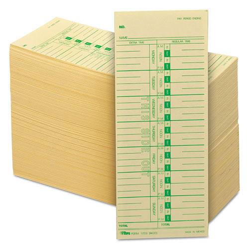 TOPS Time Clock Cards, Replacement for M-33, One Side, 3.5 x 9, 500/Box