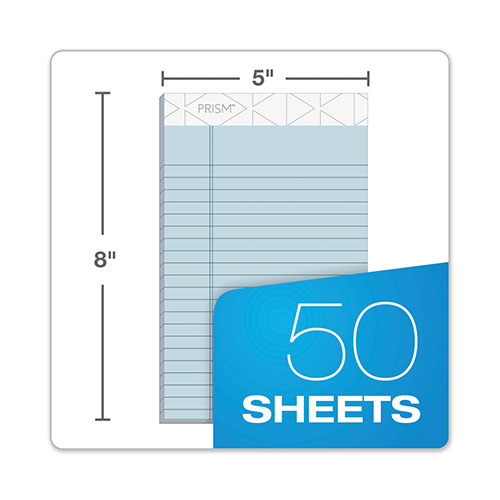 TOPS Prism + Colored Writing Pads, Narrow Rule, 50 Pastel Blue 5 x 8 Sheets, 12/Pack