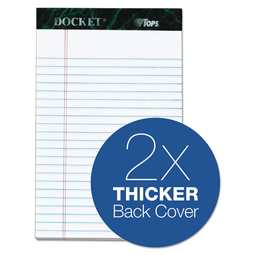 TOPS Docket Ruled Perforated Pads, Narrow Rule, 50 White 5 x 8 Sheets, 6/Pack
