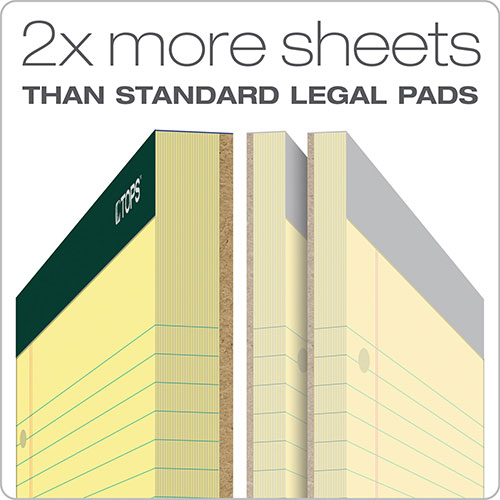 TOPS Double Docket Ruled Pads, Wide/Legal Rule, 100 Canary-Yellow 8.5 x 11.75 Sheets, 6/Pack