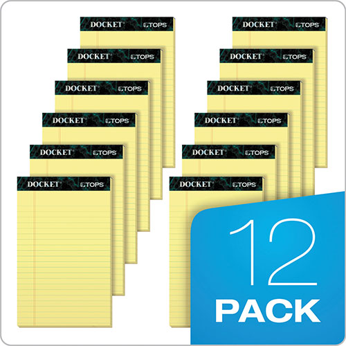 TOPS Docket Ruled Perforated Pads, Wide/Legal Rule, 50 Canary-Yellow 8.5 x 14 Sheets, 12/Pack