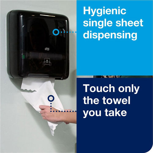 Tork Matic Hand Towel Roll Dispenser Black H1 - Matic Hand Towel Roll Dispenser, Black, Elevation, H1, One-at-a-Time dispensing with Refill Level Indicator - 5510282