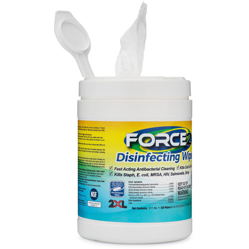 2XL FORCE2 Disinfecting Wipes, Wipe, 6
